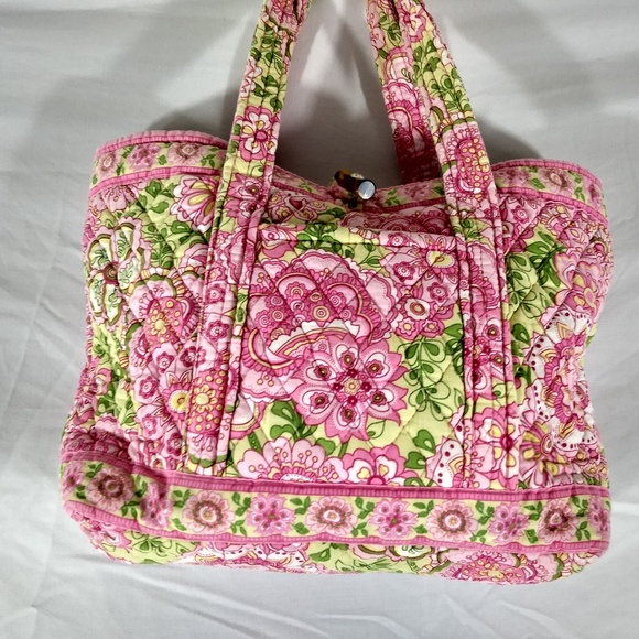 VERA BRADLEY Pink Floral TOGGLE TOTE Cotton - Picture 5 of 8